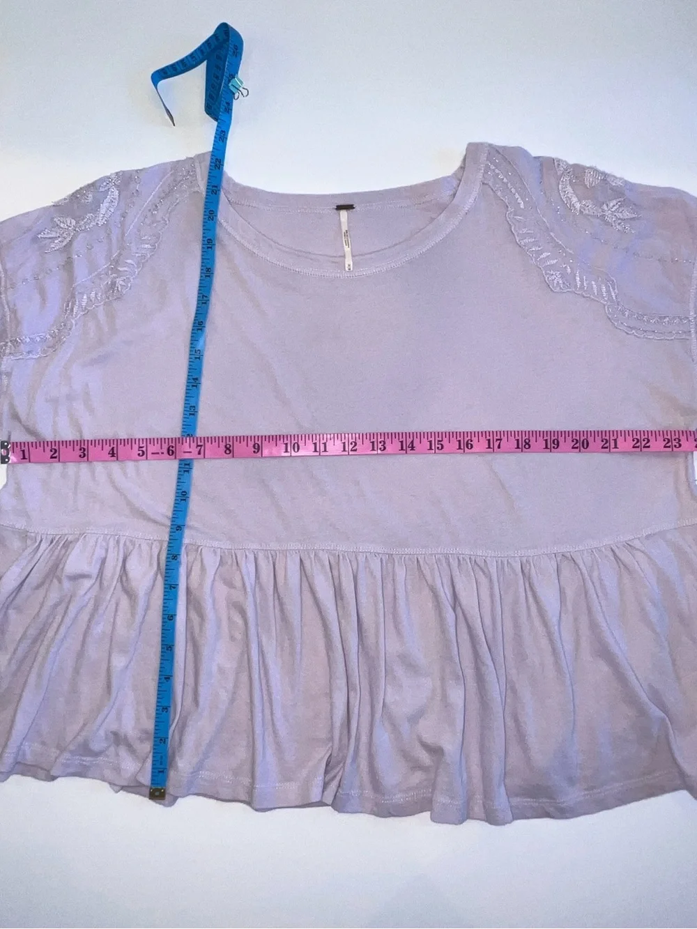 Free People Lace Inset Long Sleeve Top, Lavender, Medium
